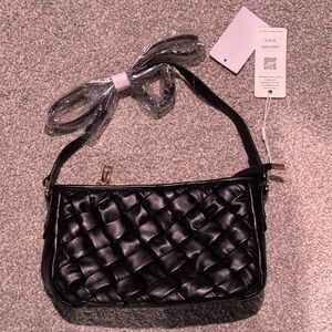 Elegant Black Woven Shoulder Bag